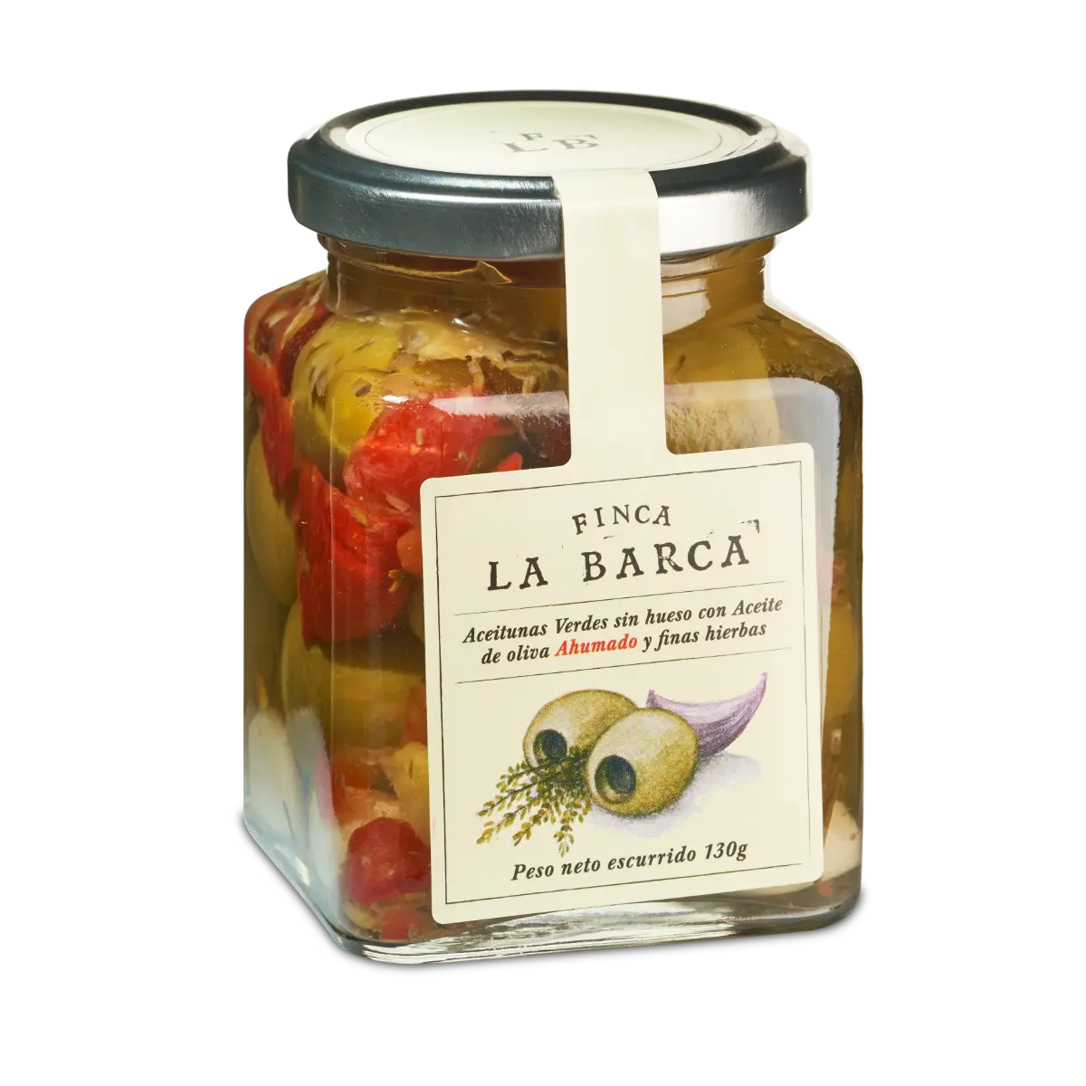 Aceitunas verdes con ajo a las finas hierbas - Finca La Barca