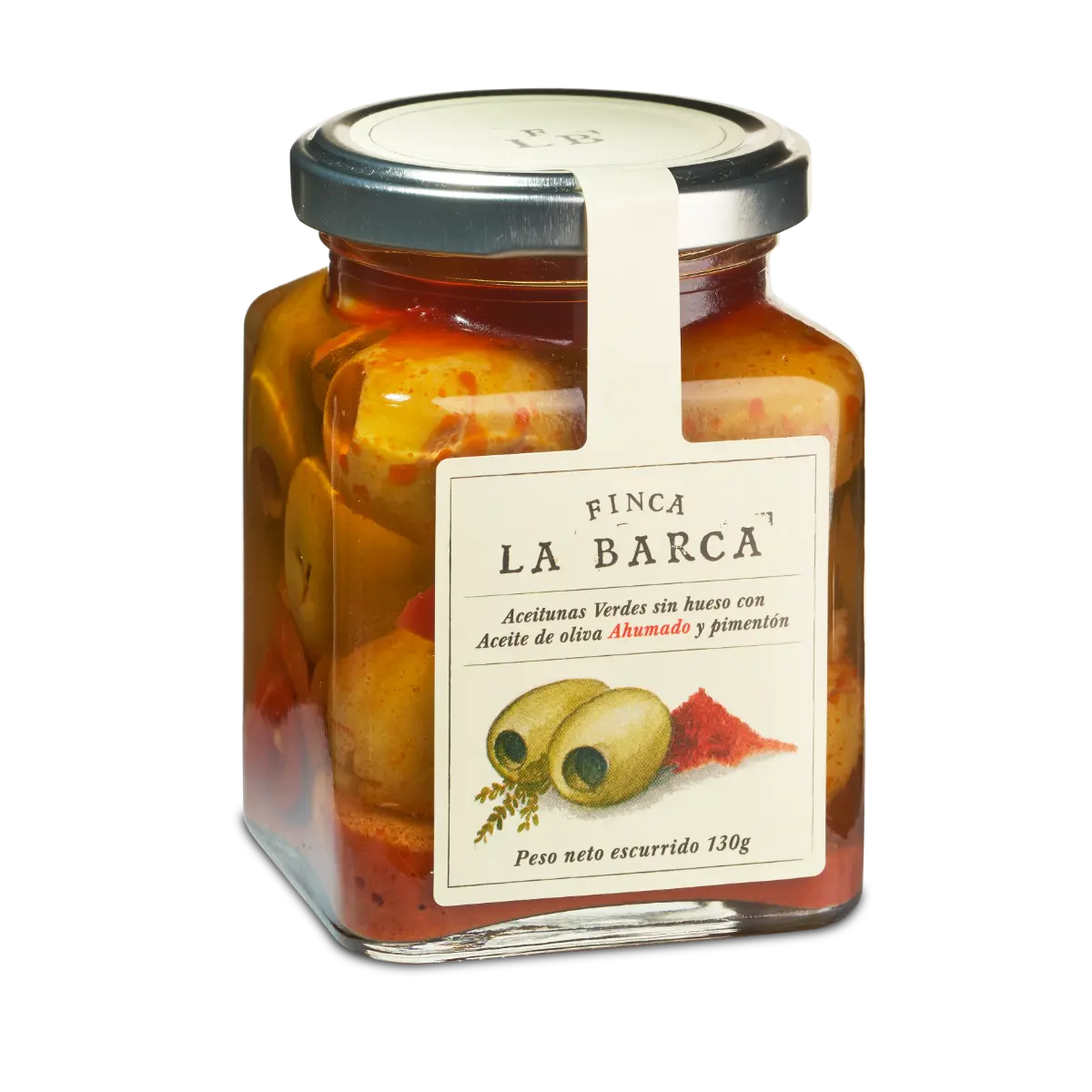 Aceitunas verdes con pimentón - Finca La Barca