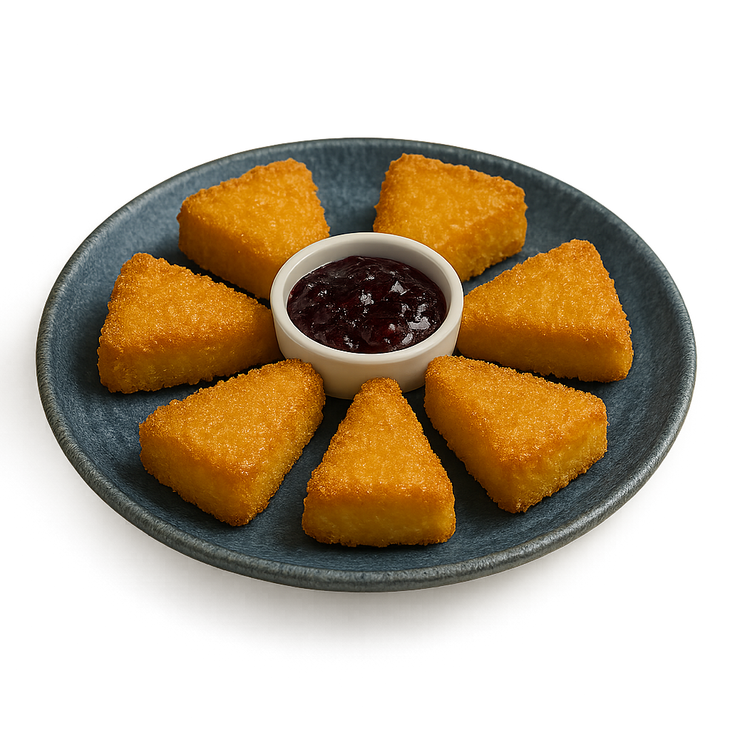 Queso frito con mermelada