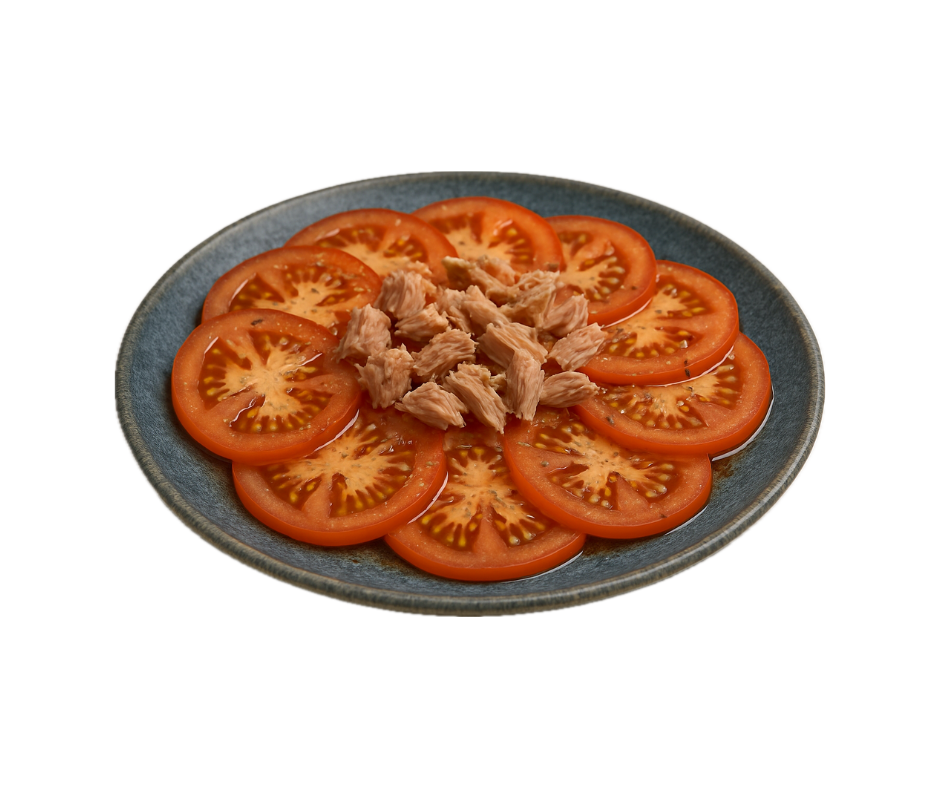 Tomates aliñados con atún